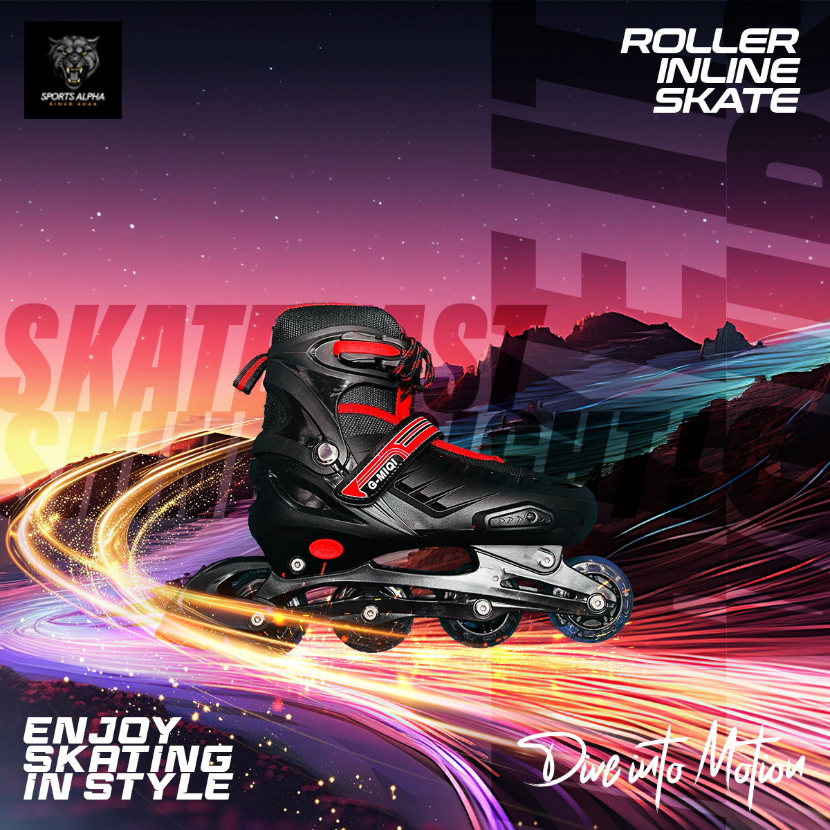 Picture of Roller Inline Skating Shoes - Multicolor - 1 Pair - Size (39-42) - High Quality - Sports Alpha Multicolor