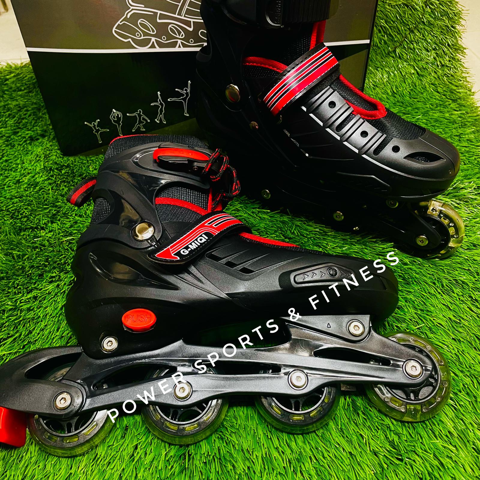 Picture of Inline Roller Skates Shoes For Kids- Black - 1 pair - Size (39-42) With Free Guard & Helmet - Sports Alpha Black