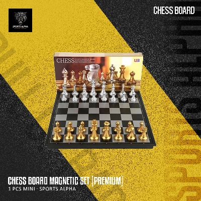 Picture of Chess Board Magnetic Set (Premium) - 1 Pcs Mini - Sports Alpha - Enjoy Endless Games with Portability and Durability~High Quality Product Gold