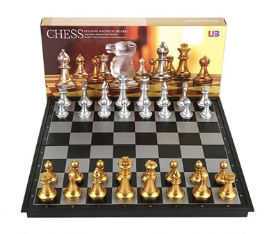 Picture of Chess Board Magnetic Set (Premium) - 1 Pcs Mini - Sports Alpha - Enjoy Endless Games with Portability and Durability~High Quality Product Gold