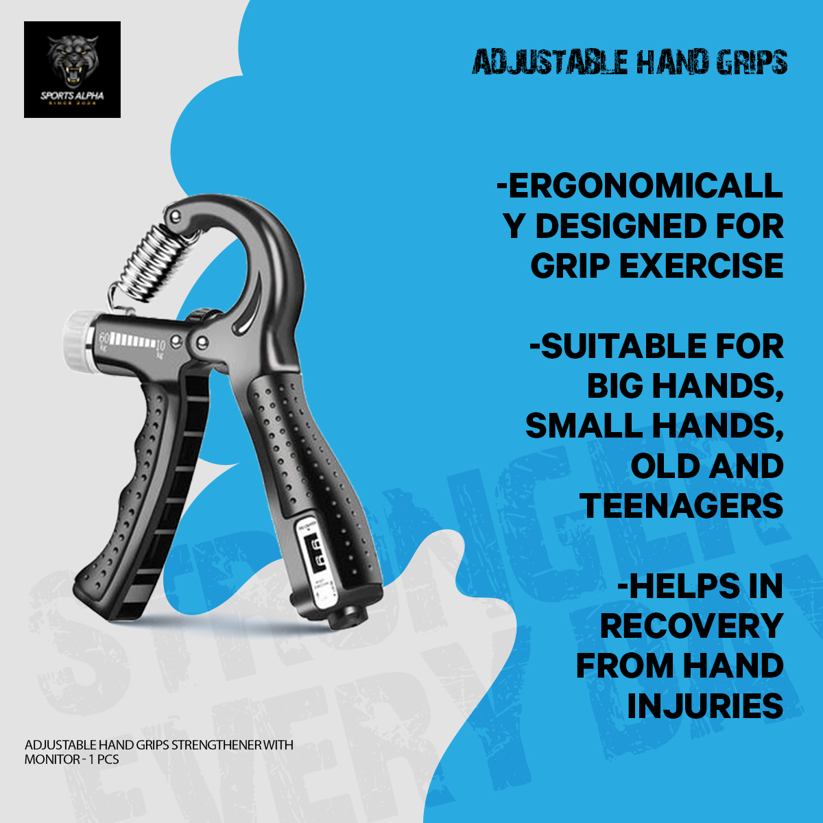 Picture of Hand Grips - Adjustable - 60KG  - 1 pcs - Multicolor - Sports Alpha Multicolor