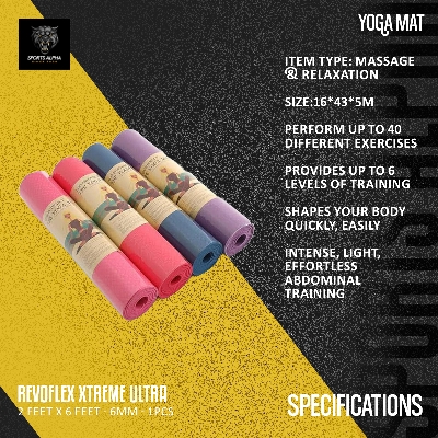 Picture of YOGA MAT | 2ft x 6ft – 6mm Thickness | New Eco-Friendly | 1 Piece | Sports Alpha Multicolor