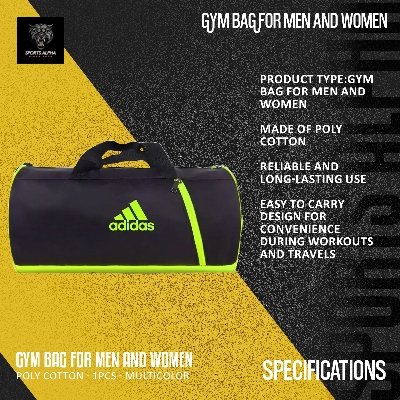 Picture of Gym Bag - Poly Cotton - 1Pcs - Multicolor | Lightweight & Durable | Portable Fitness Travel Essential | Sports Alpha Multicolor
