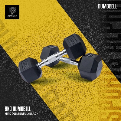 Picture of Hex Dumbbell - 5kg Dumbbell(1Pair) - 10 KG - Black - Sports Alpha Black