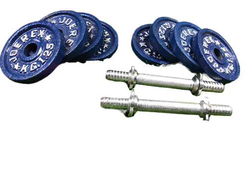 Picture of Eight Pieces Dumbbell Set With Two 10 inch Sticks - 10Kg - Blue and Silver Combo Blue