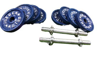 Picture of Eight Pieces Dumbbell Set With Two 10 inch Sticks - 10Kg - Blue and Silver Combo Blue