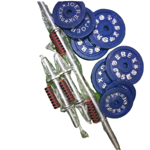 Picture of 30 Kg Dumbbell Combo - Blue Plates with 3 Feet Barbell Bar and Two 10 inch Sticks - (30 kg) (Blue) - Sports Alpha Blue