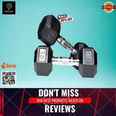 Picture of 15KG Hex Dumbbell - Premium Quality - 7.5 Kg - (2 Piece) - Sports Alpha Black