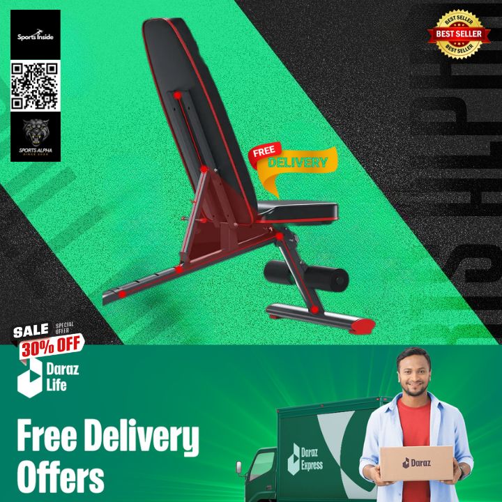 Picture of Adjustable Weight Bench | Brand – Mdikawe | Foldable Fitness & Workout Bench for Full Body Training | Sports Alpha Black