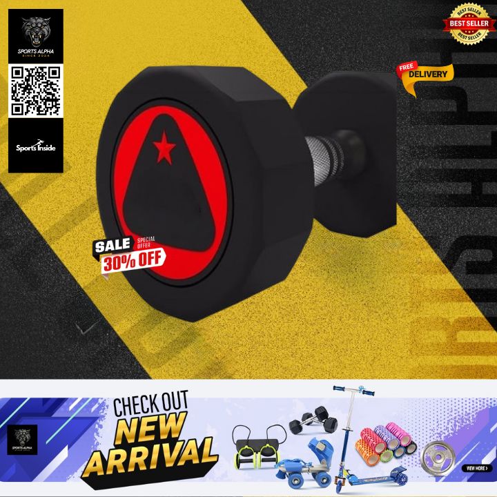 Picture of Rubber PU Iron Man Dumbbell | Premium Quality | 2.5 Kg Per | Rubber Coated | | 1 Pcs | Sports Alpha Black