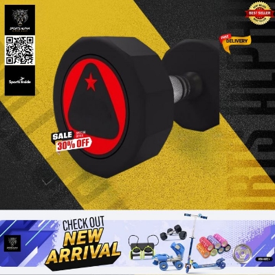 Picture of Rubber PU Iron Man Dumbbell | Premium Quality | 2.5 Kg Per | Rubber Coated | | 1 Pcs | Sports Alpha Black