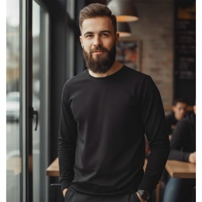 Picture of Premium Jersey Full Sleeve T-shirt Fabric soft and comfortable Black