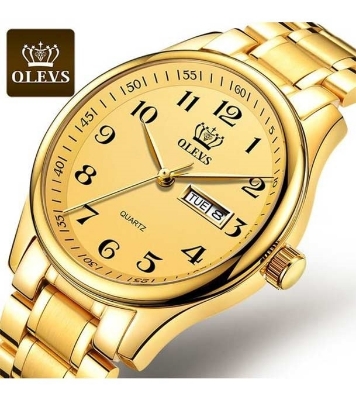 Picture of Men's OLEVS 5567 Fashion Stainless Steel Japan Quartz Analog Day Date Watch Gold