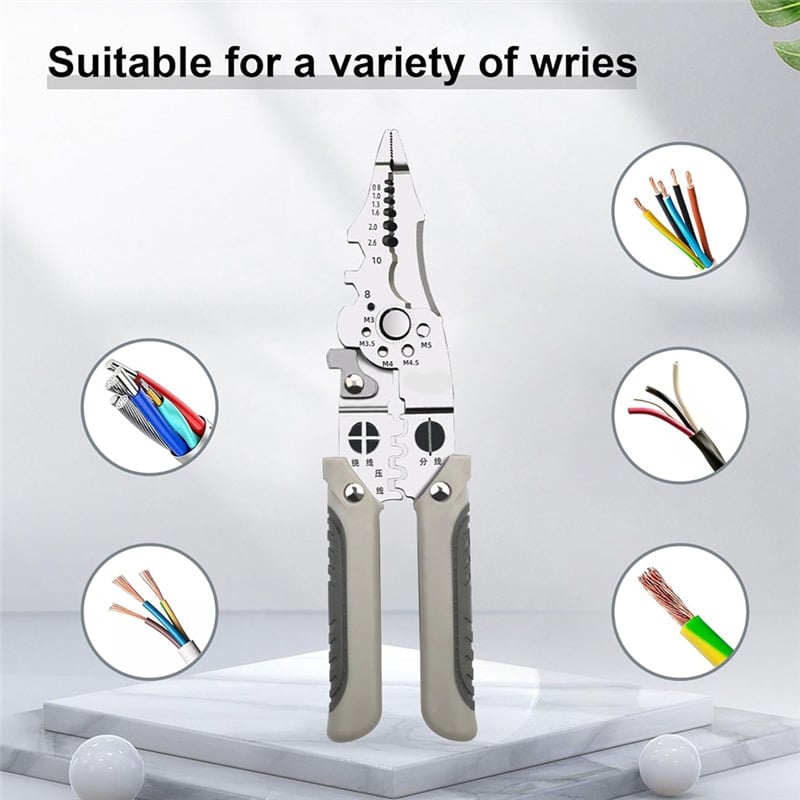 Picture of Crimper Cable Cutter Adjustable Automatic Wire Stripper Multifunctional Stripping Crimping Pliers Terminal Hand Tool