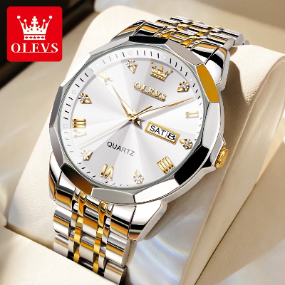 Buy Olevs 9931 Luxury Fashion Stainless Steel Unique Design Diamond Cutting Glass Wrist-Watch For Men at Best Price In Bangladesh