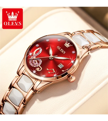 Buy Olevs 3605 Luxury Rhinestone Ceramics Strap Quartz Watch at Best Price In Bangladesh