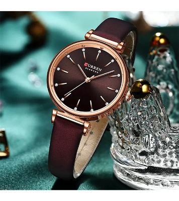 Buy Curren 9081 PU Leather Analog Watch For Women - Coffee at Best Price In Bangladesh