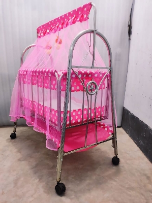 Picture of Stainless Steel Dolna Bed for New Born Baby – Cozy Nest Cradle with Mosquito Net (Model SS-4850)