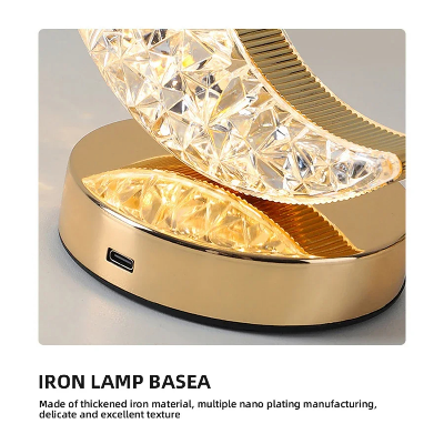 Picture of Star Shaped LED Crystal Table Lamp – Portable USB Rechargeable Bedside Lamp with Touch Sensor & Dual Color Lighting