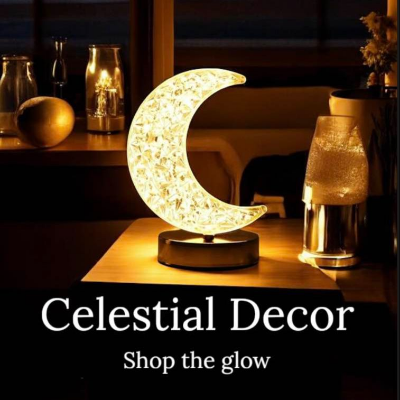 Picture of Star Shaped LED Crystal Table Lamp – Portable USB Rechargeable Bedside Lamp with Touch Sensor & Dual Color Lighting