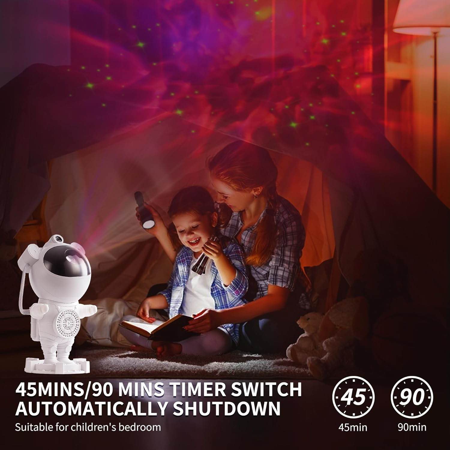 Picture of Astronaut Galaxy Nebula Star Projector with Bluetooth Speaker – 360° Rotating Night Light for Bedroom, Gaming & Kids' Room Decor