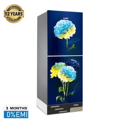 Picture of VISION Glass Door Refrigerator RE-216 Liter White Peony Bottom Mount 