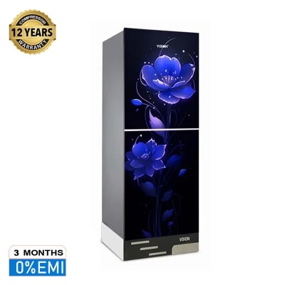 Picture of VISION Glass Door Bottom Mount Refrigerator RE-160 Liter Indigo Flower
