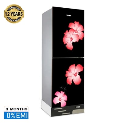 Picture of VISION Glass Door Top Mount Refrigerator RE-217 Liter Mirror Jaba Flower