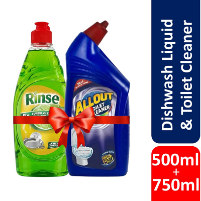 Picture of Allout Toilet Cleaner – 750ml + Rinse Dishwash Liquid – 500ml Combo Pack