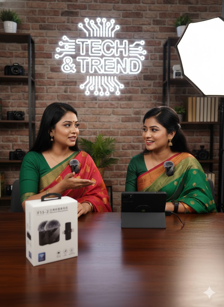 Picture of F15-2 Wireless Microphone Dual Lavalier | Noise Reduction Mic for Vlog, Interview & Live Streaming 