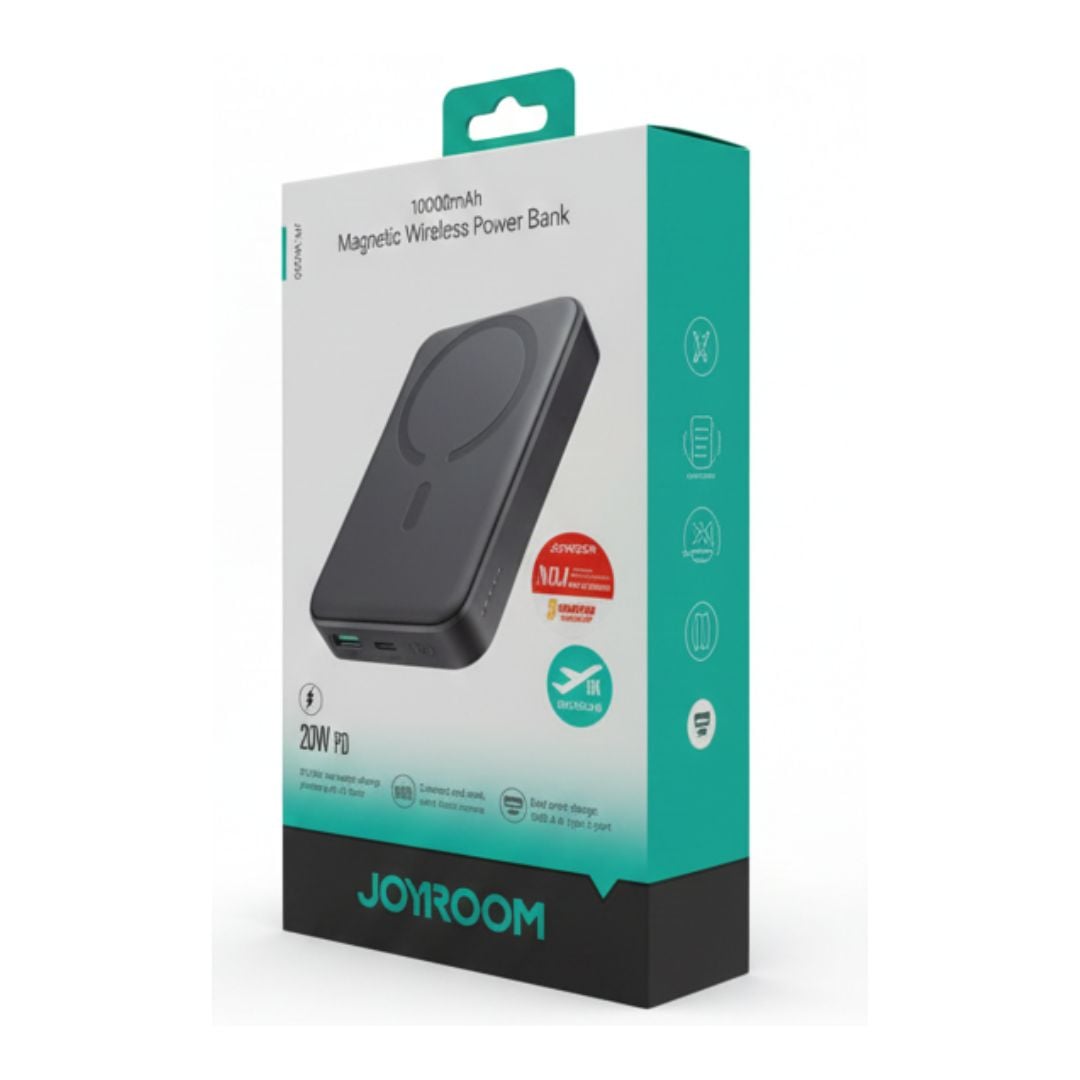 Picture of JOYROOM 10000mAh Magnetic Wireless Power Bank | 20W PD Fast Charging | MagSafe Compatible | Type-C & USB Output Black