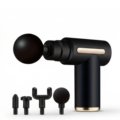 Picture of Mini Electric Massage Gun Portable Deep Tissue Percussion Muscle Massager for Pain Relief with 4 Heads & Type-C Charging Black