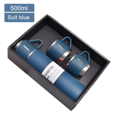 Picture of 500ml Stainless Flask & 3-Cup Combo (Blue)