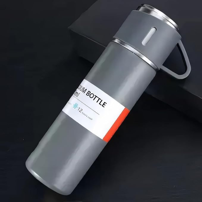 Picture of Stainless Steel Flask Set with 3 Cups – 500ml (Dark Ash)