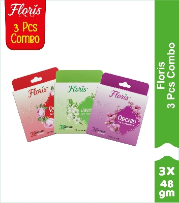Picture of Floris Air Freshener Block Mixed Fragrance 3 piece combo - 48 gm X 3 (Jasmine,Rose,Orchid)