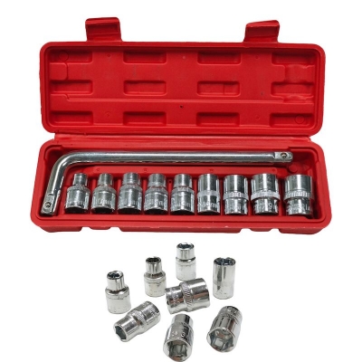 Picture of 10PCS 1/4'' Ratchet Socket Wrench Set Carbon Steel Hardware Tool for Car Boat Motorcycle Bicycle Repair OEM Factory Wholesale (Red)