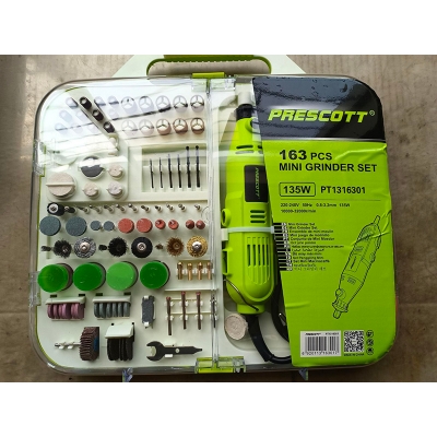 Picture of PRESCOTT 163-PIECE POWER MINI DIE GRINDER ROTARY TOOL KIT 135WATT (Green)