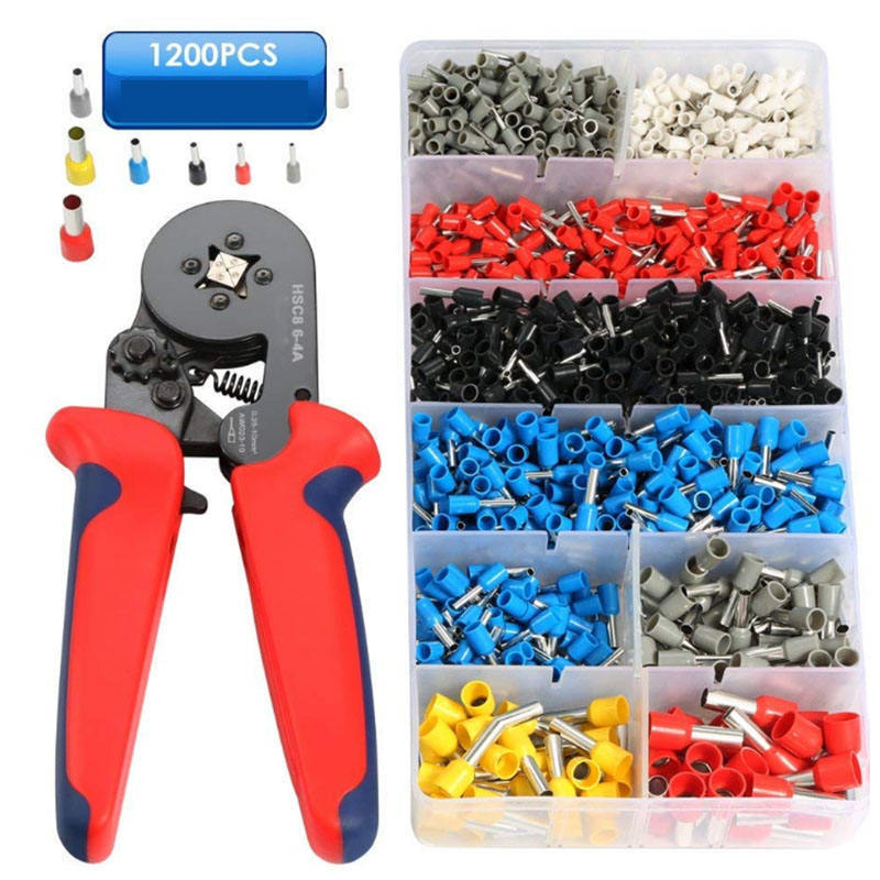 Picture of 🔌 HSC8 6-4A Terminal Crimping Tool with 1200pcs Cord End Terminal Connectors Kit (Orange)