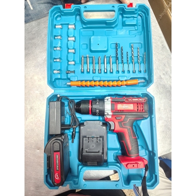 Picture of ⚡ HR Cordless Drill Machine Set – 25pcs with 21V Double Battery & Screwgun (Red)