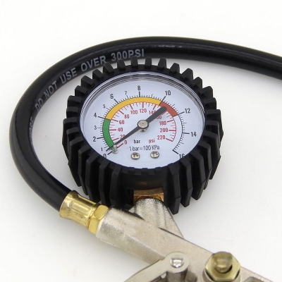 Picture of 220PSI Auto Car Bicycle Tire Pressure Gauge Meter Air Inflator Gun Flexible Hose-25/D