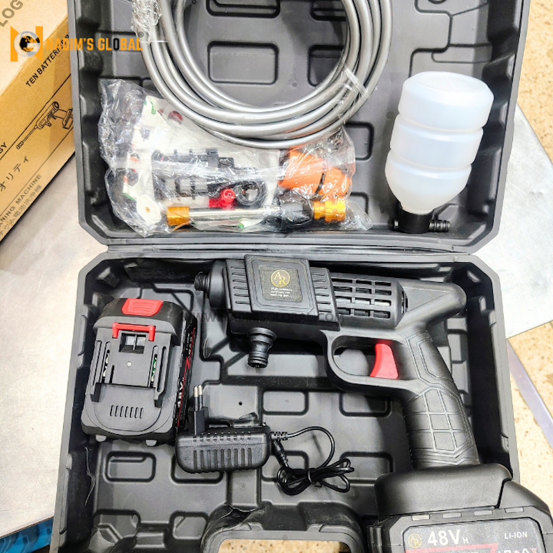 Picture of 48V Rechargeable Cordless High Pressure Car Washer Machine – Portable Power Washer with 2Pcs Battery & Accessories (Black)