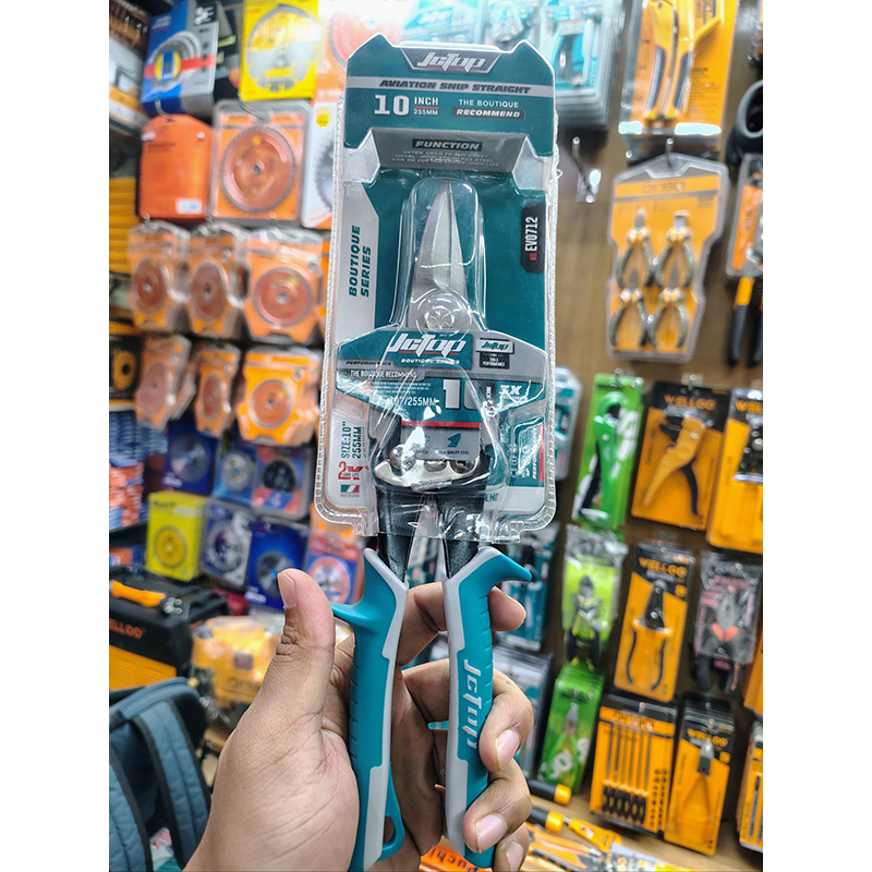 Picture of JCTOP High Quality Aviation Tin Snip Scissors Smooth Steel Handle with Stainless Pruning Shearing for Industrial Use DIY Grade-EVO712 (Deep green)