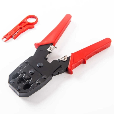 Picture of 3in1 Modular Crimping 195mm Multi Multifunctional Electrical Electrician Crimpadora Network Terminal Cable Cutter Stripper Wire Crimper Crimping Tool (Orange)