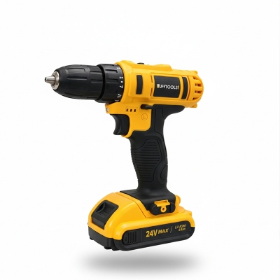 Picture of TUFFTOOLS KFK 24V Cordless Impact Drill Machine 10mm Brushed Motor with 2pcs Li-ion Rechargeable Batteries – Portable Electric Hand Drill & Screwdriver Kit-Screwgun (Yellow)