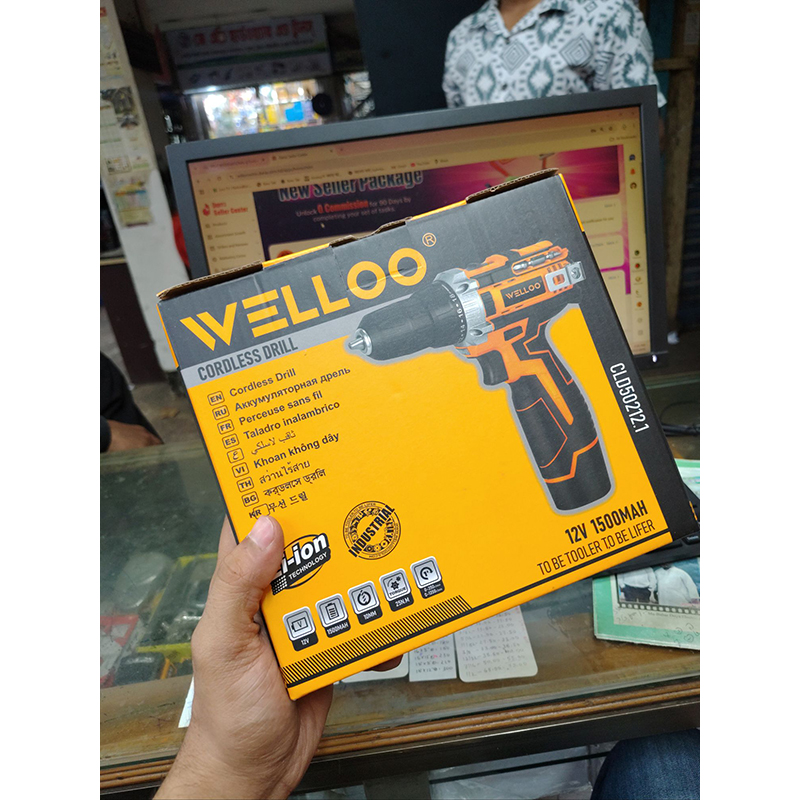 Picture of WELLOO 12V Lithium Electric Hand Power Tools Cordless Brushless Drill, Screwgun-LD50212 (Black)