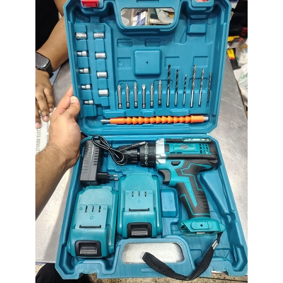Picture of HR Cordless Drill Machine Set - 25pcs With 21V Double Battery/ Screwgun (Blue)