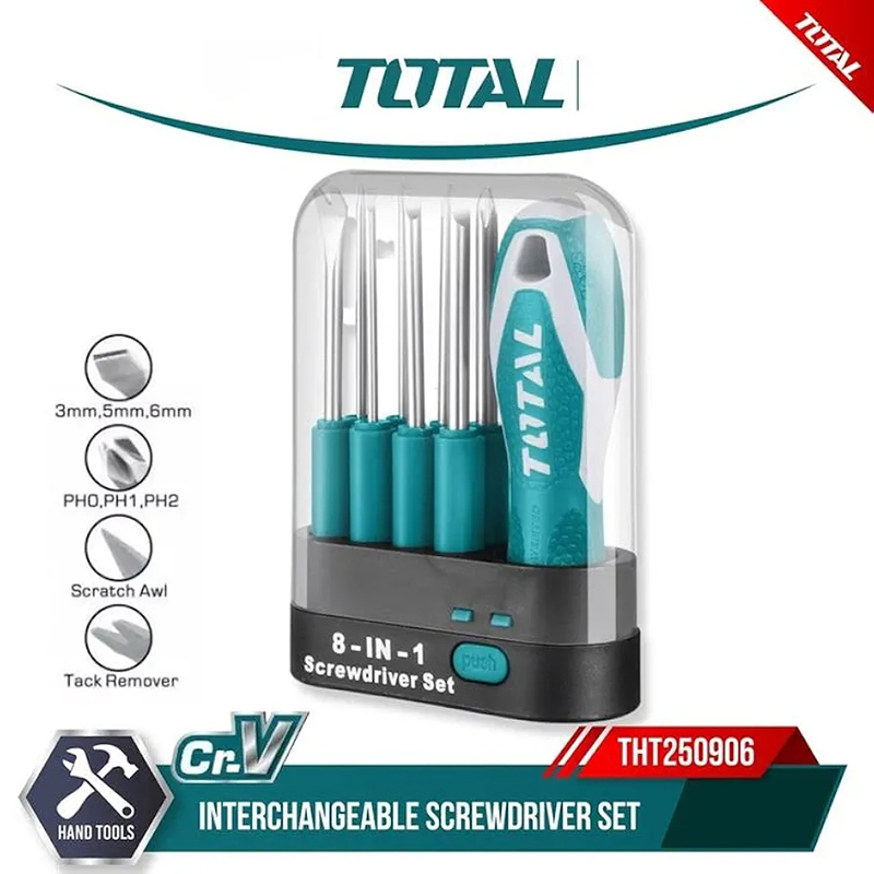 Picture of [TOTAL] Screwdriver set 8PCS Bits 1PCS Handle THT250906 Superior products at affordable prices In The Best Selling Products (Green)