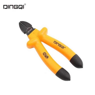 Picture of DINGQI 6Inch Hand Hardware Tools Insulated Handle Diagonal Flush End Wire Slide Cutting Plier-22006 (Orange)