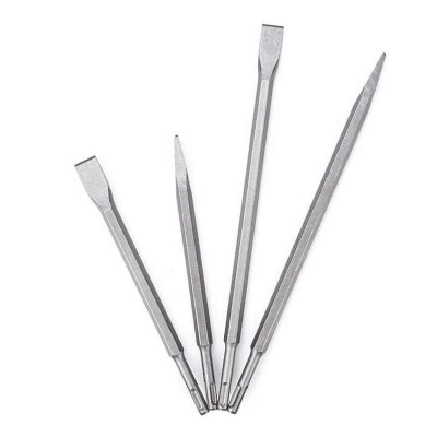 Picture of DINGQI 2pcs (+)(-) Hammer Chisel High Quality Accurate Efficient Electric Hammer Drill Chisel Carving Chisel Woodworking Metalworking Steel- 137211-137231 (Silver)