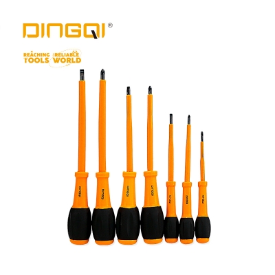 Picture of DINGQI 7PCS Insulated Screwdriver Set – Model 68007 – Professional Electrical Hand Tool Kit (Yellow)